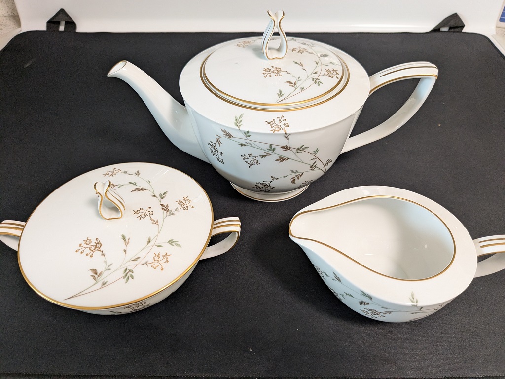 Noritake Teapot, Creamer, and Covered Sugar Bowl