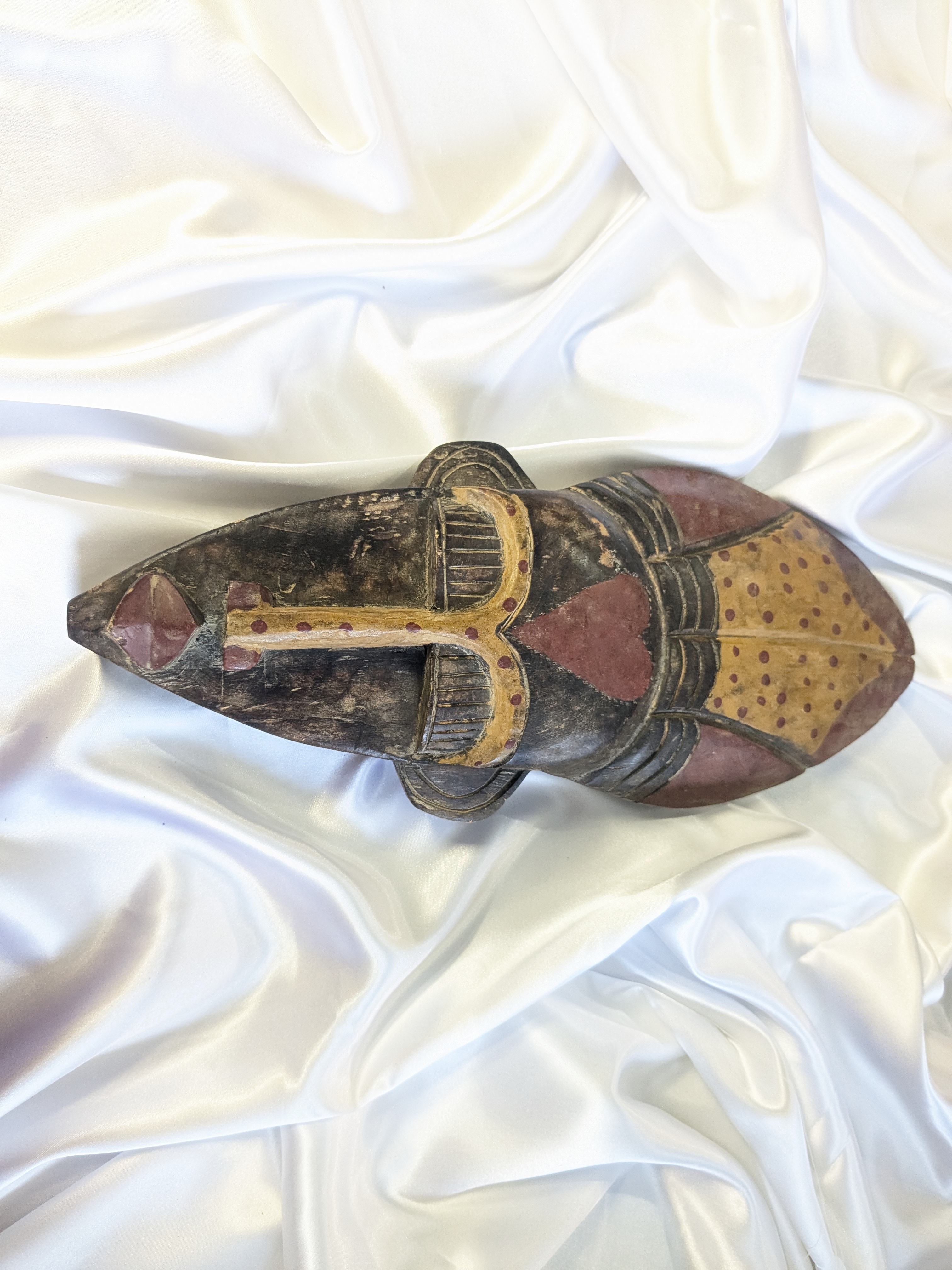 Hand-Carved Ghanaian Tribal Mask - Heart Priestess