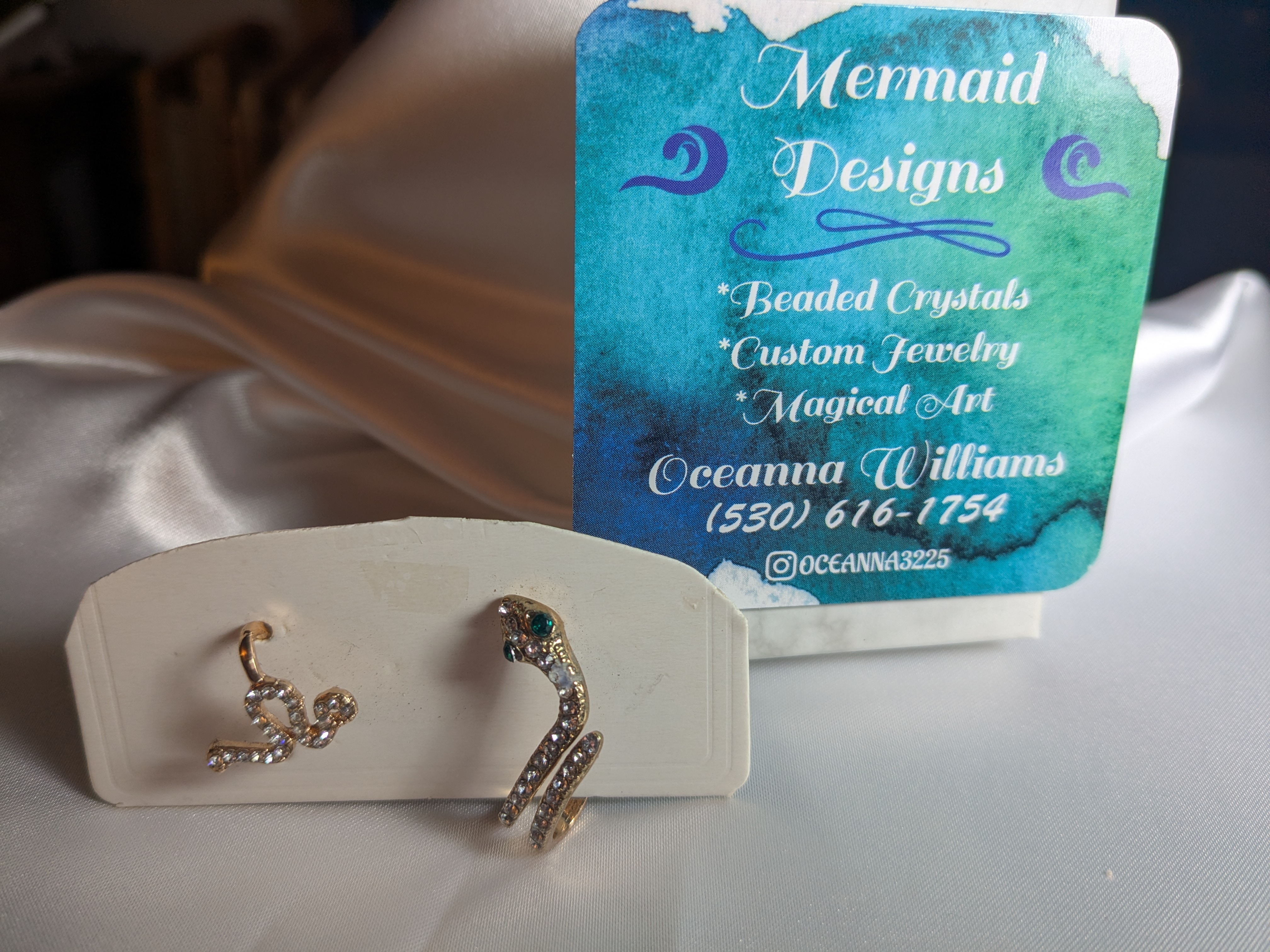 Bejeweled Snake Earrings/Ear Cuffs, two styles - Kundalini Energy