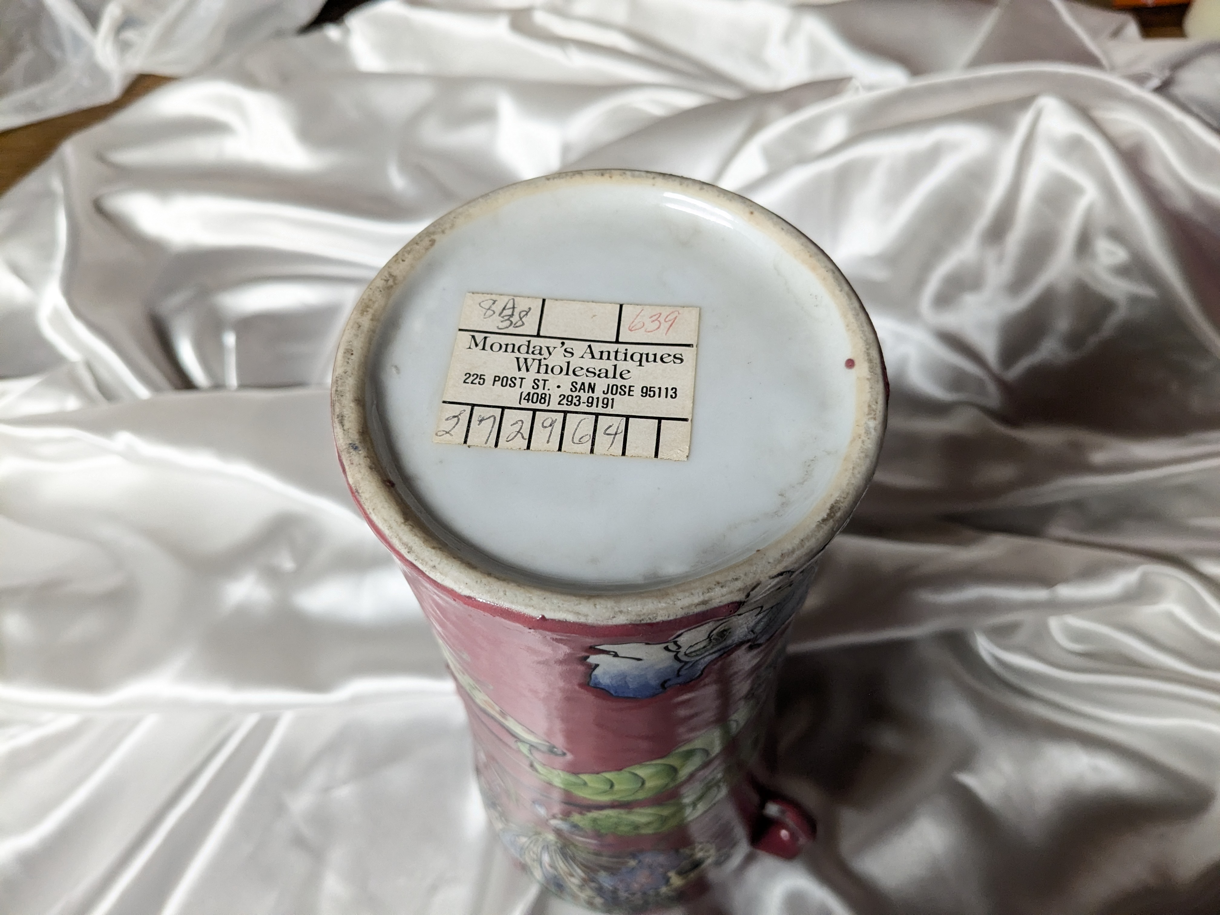 Vintage Chinese Famille Rose Hand-Painted Porcelain Vase