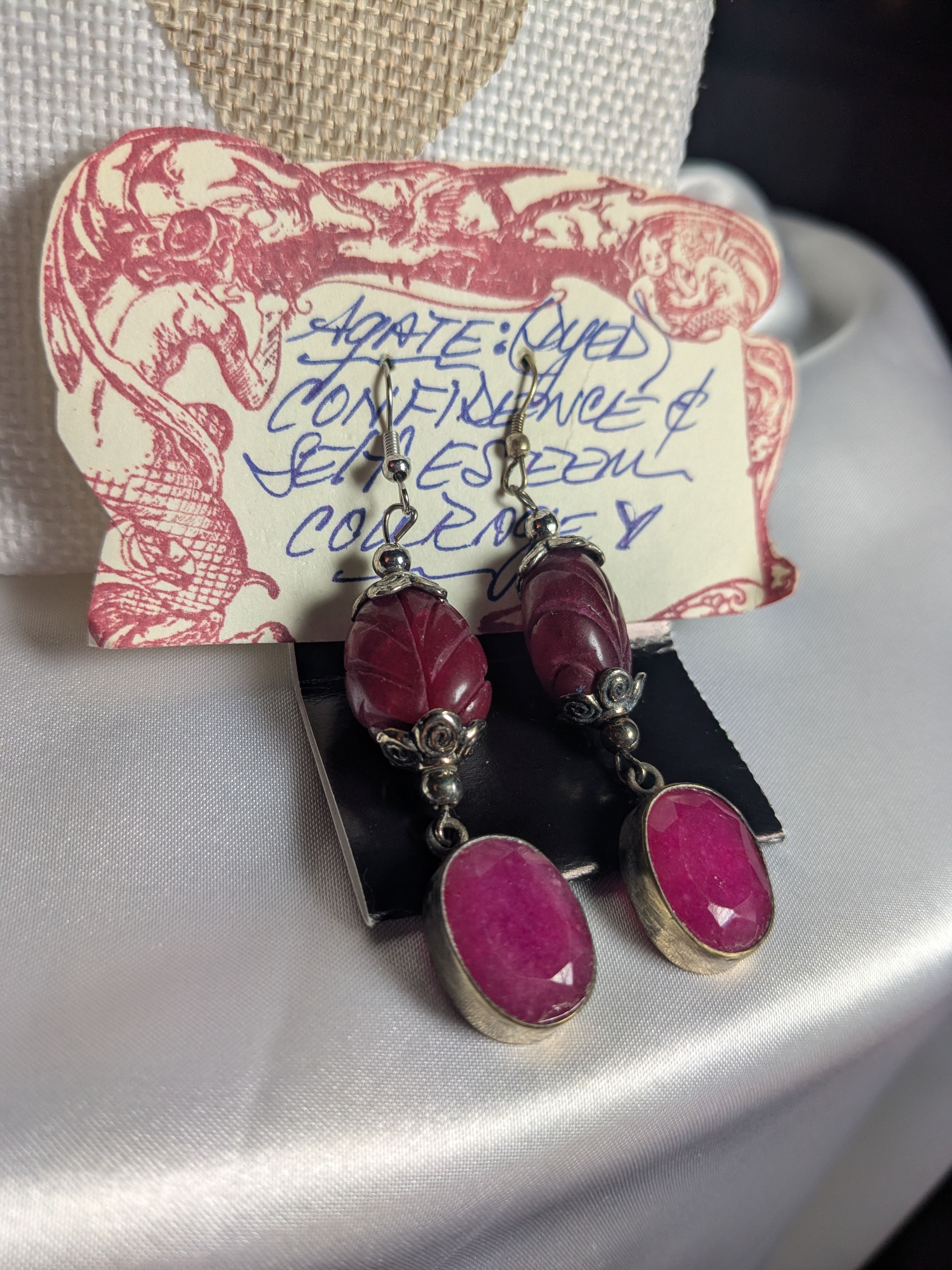 Agate (Dyed) & Sterling Silver Earrings, made by Oceanna Williams of Mermaid Designs