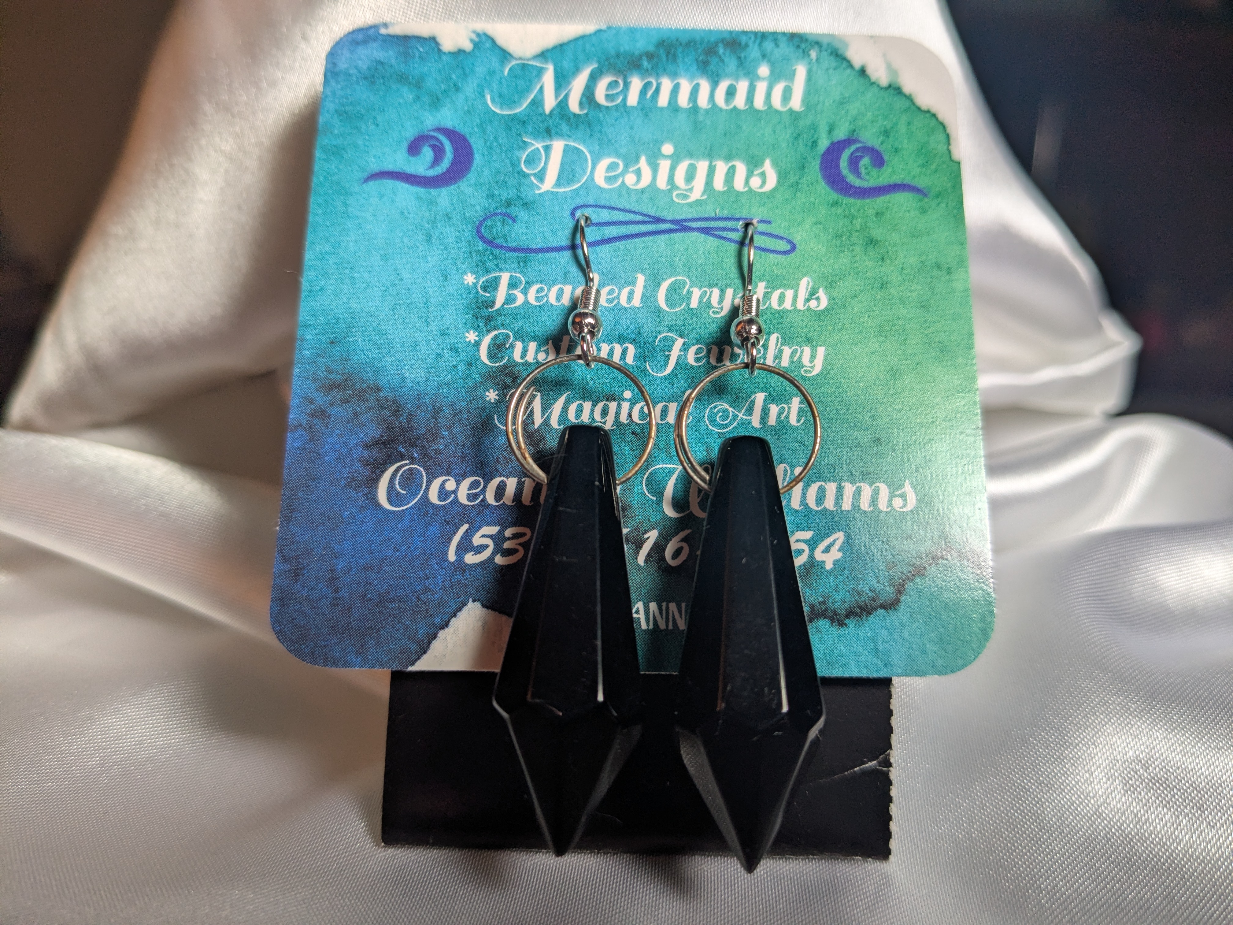 Black Faceted Drop Earrings, by Oceanna Williams of Mermaid Designs!