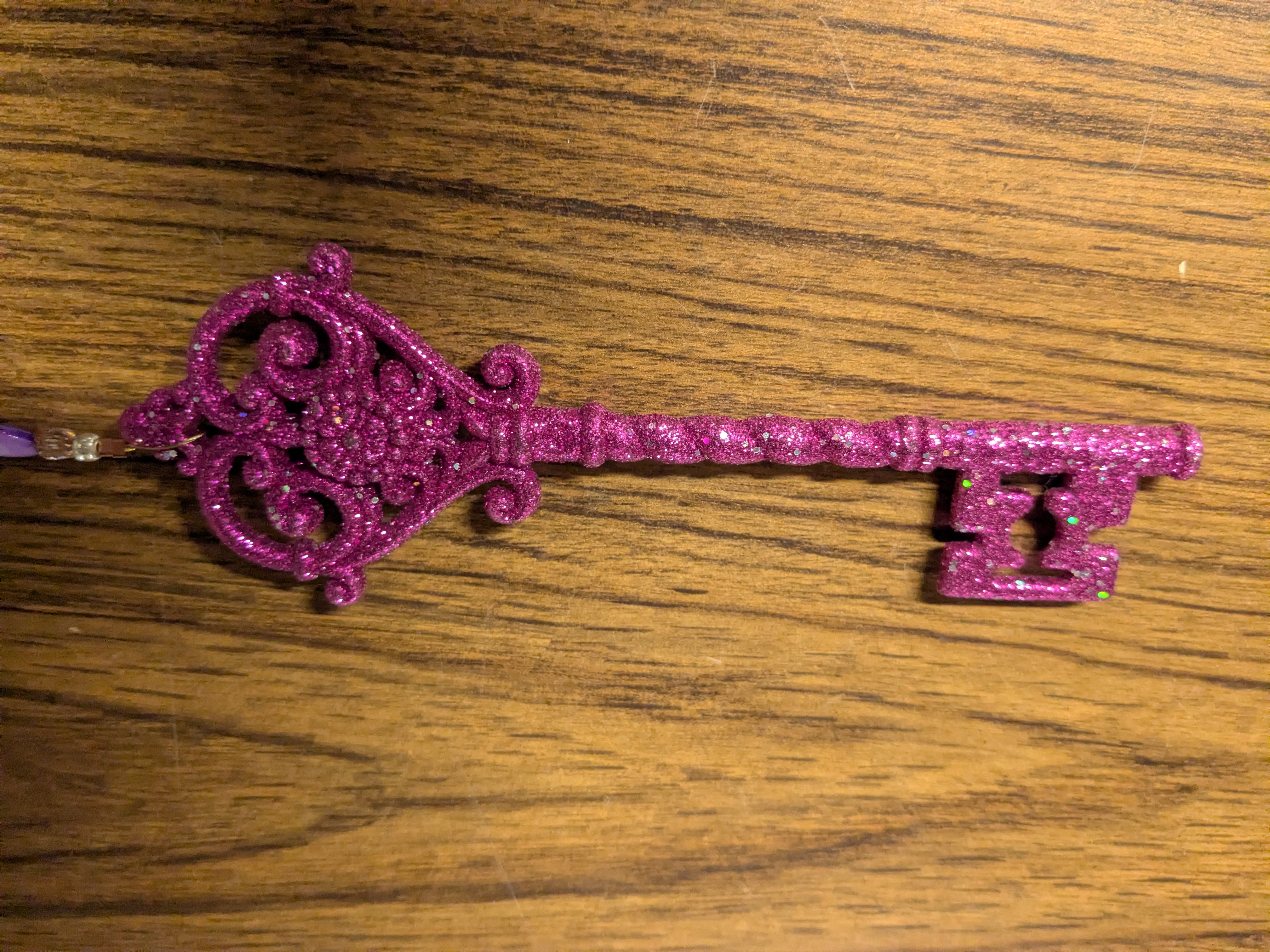 Pink Key with Beaded Lanyard