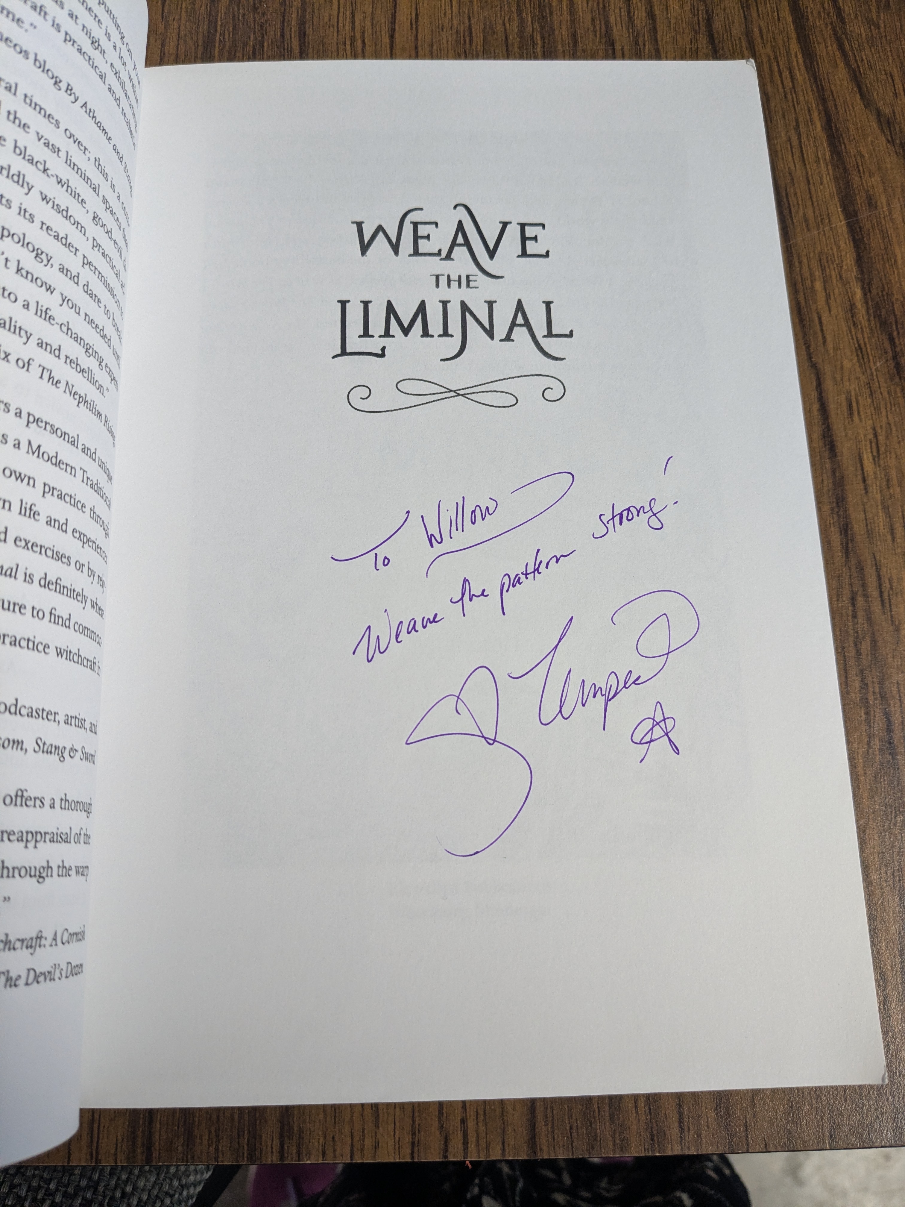 Weave the Liminal, Laura Tempest Zakroff, paperback, good cond, signed