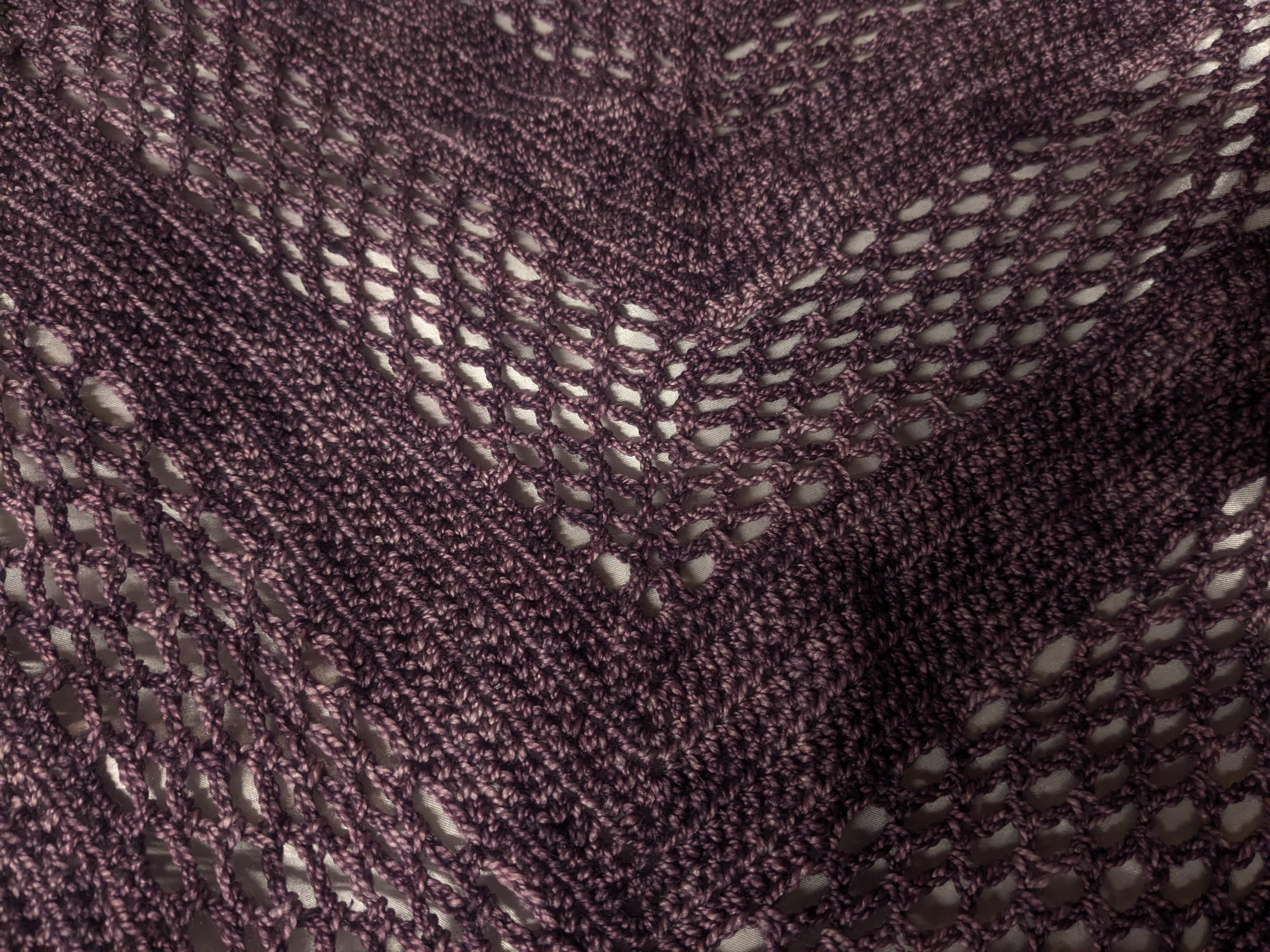 Purple Hand-Knitted Triangle Shawl