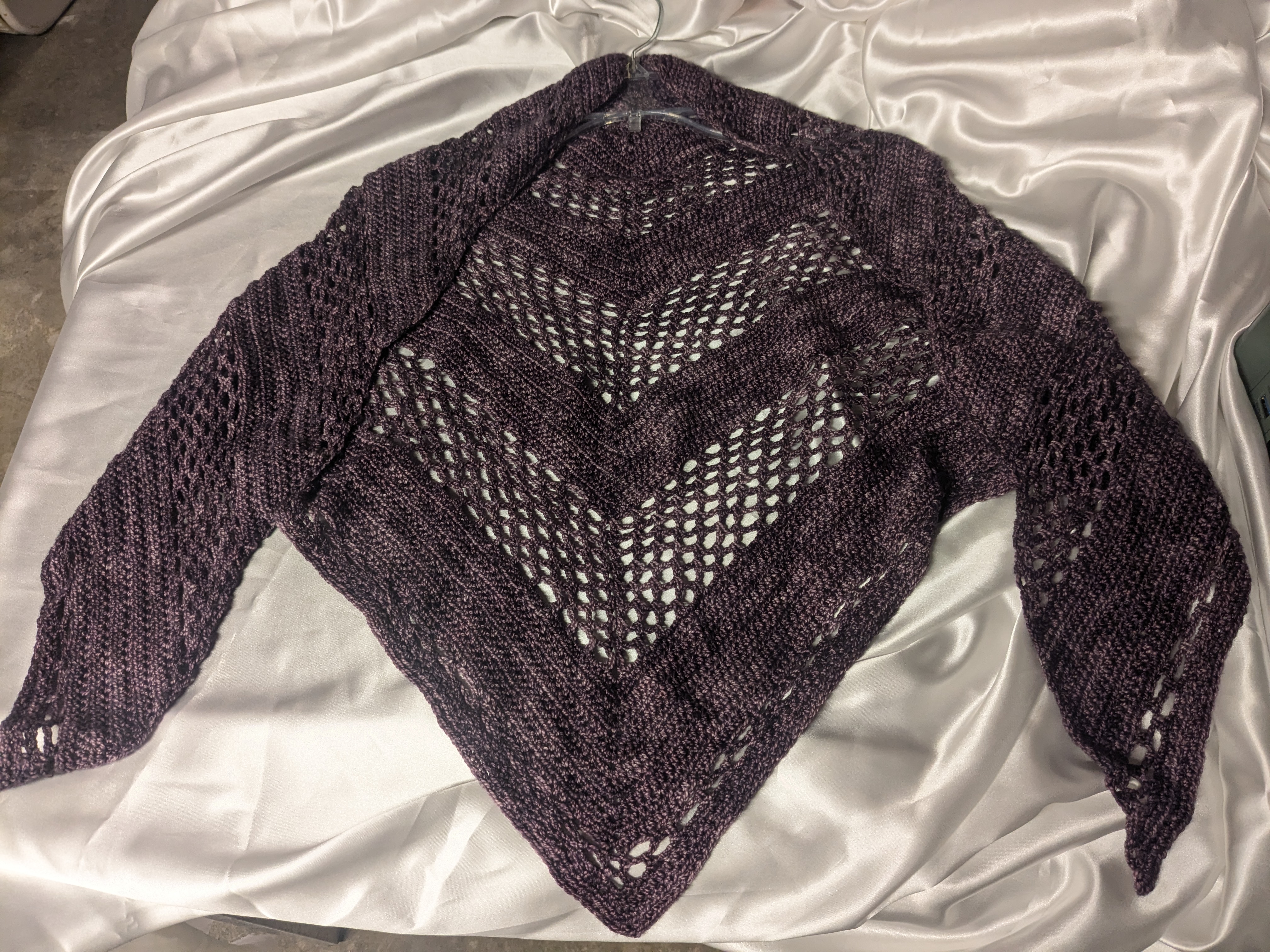 Purple Hand-Knitted Triangle Shawl