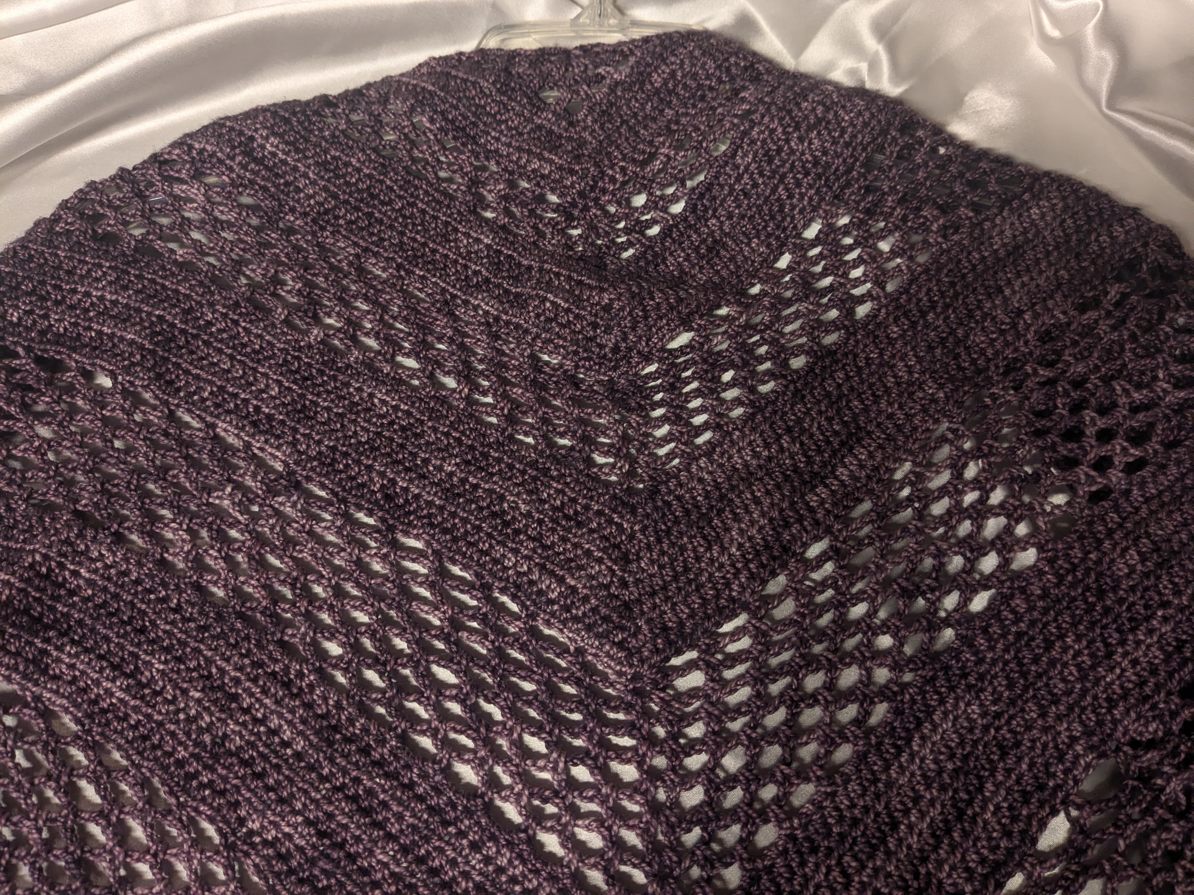 Purple Hand-Knitted Triangle Shawl