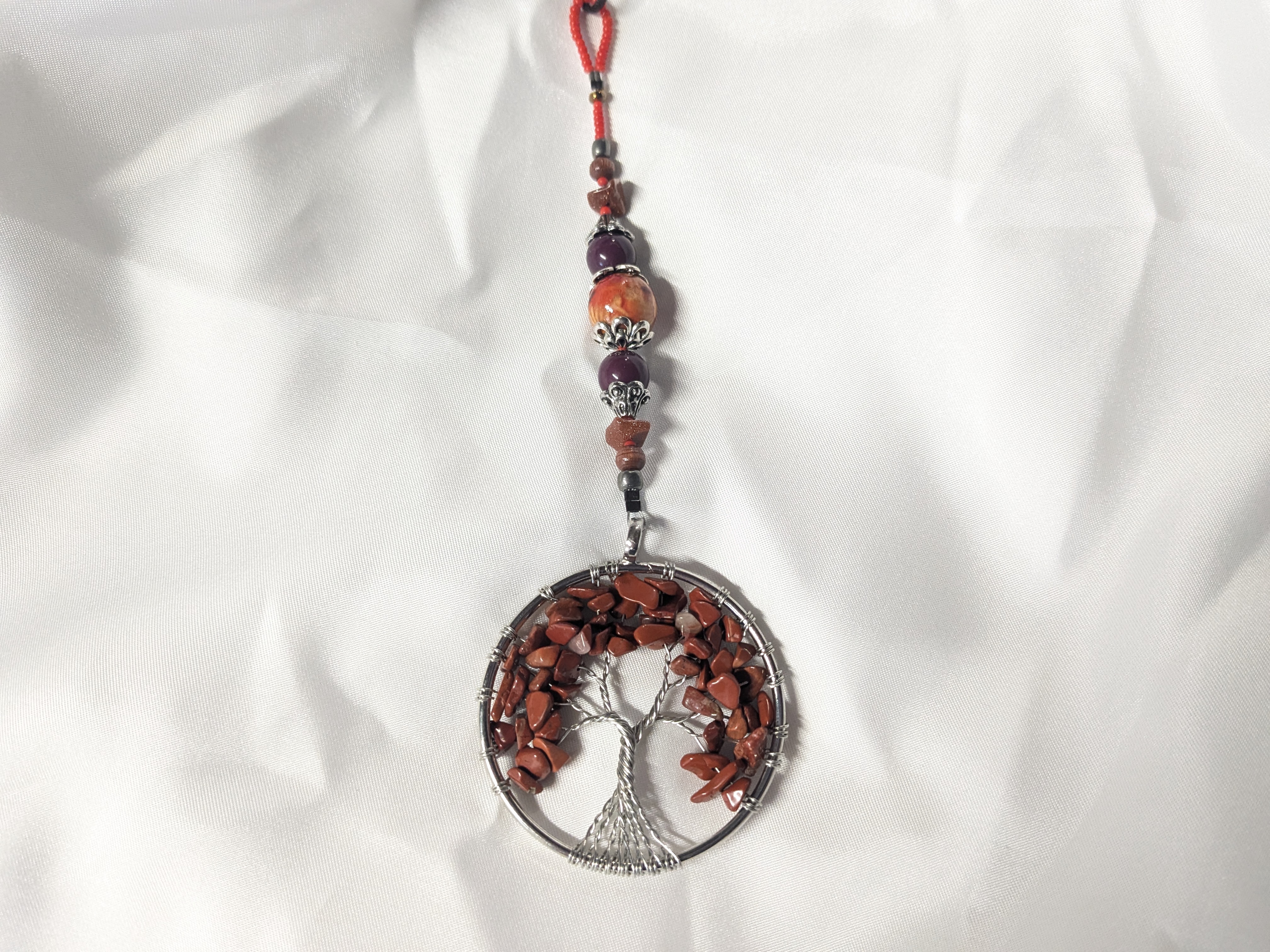 Tree of Life Suncatcher/Pendant on Beaded Lanyard, handmade by Oceanna Williams of Mermaid Designs