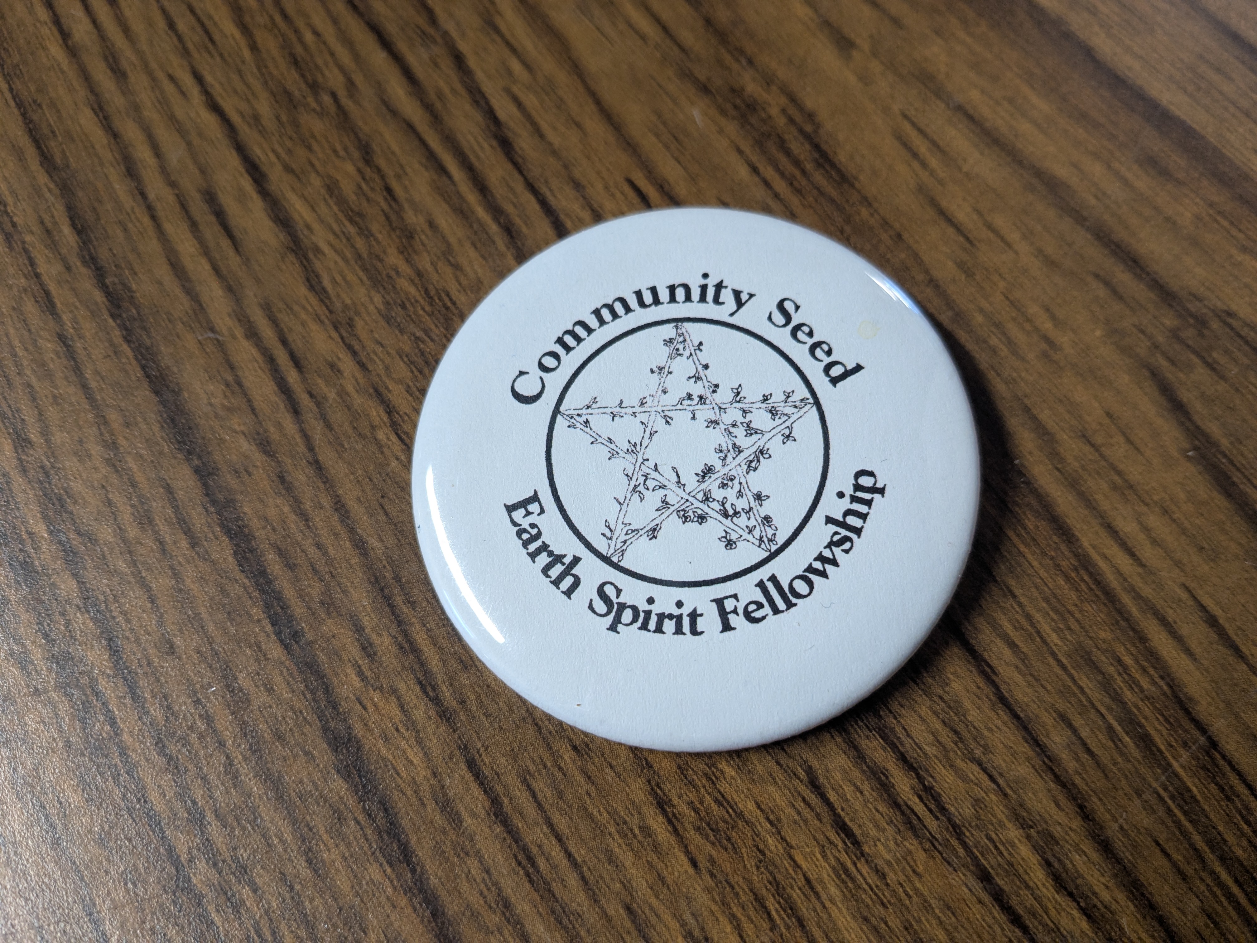 Community Seed Button - Earth Spirit Fellowship logo. 2" diameter