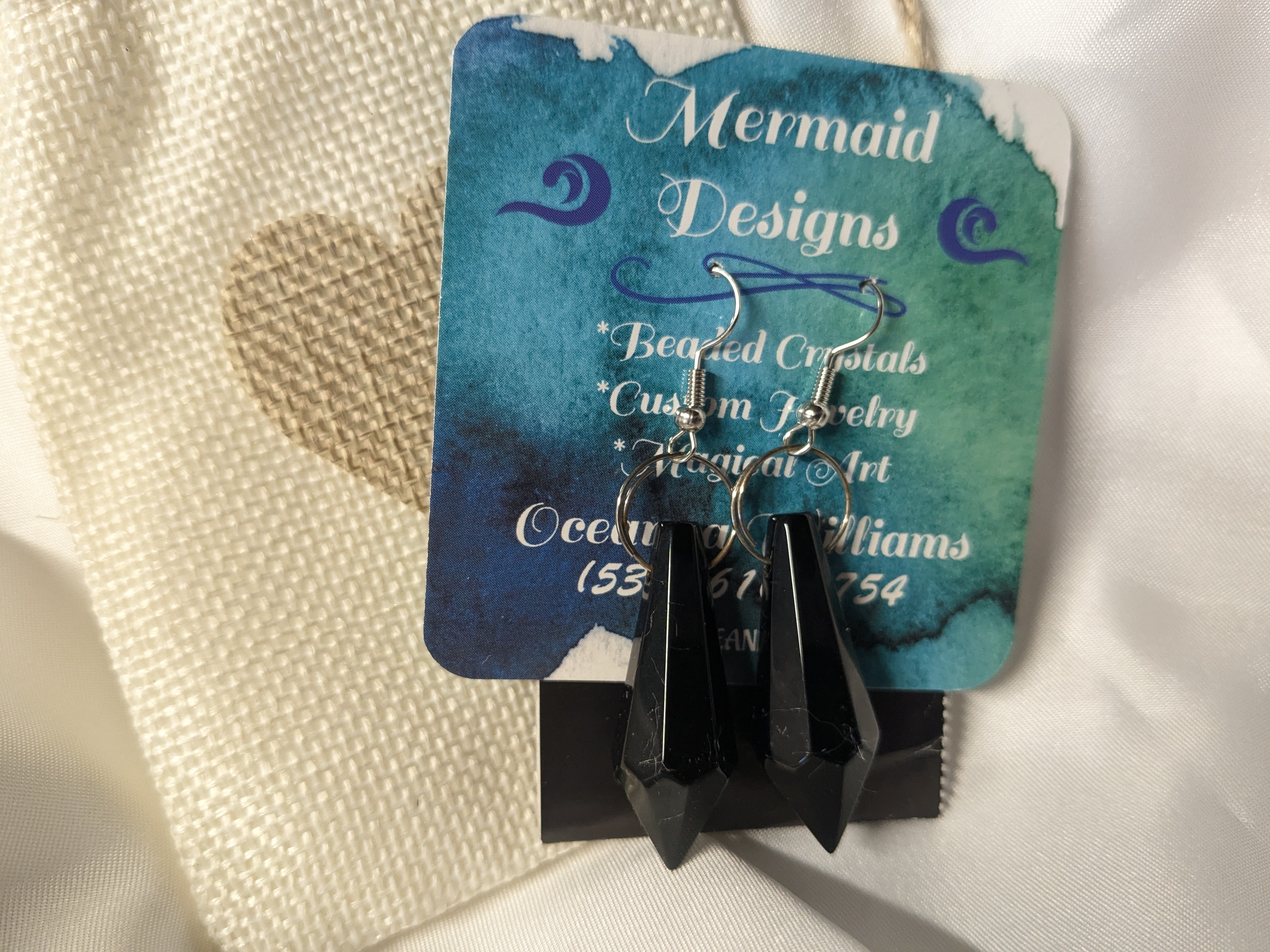 Black Faceted Drop Earrings, by Oceanna Williams of Mermaid Designs!