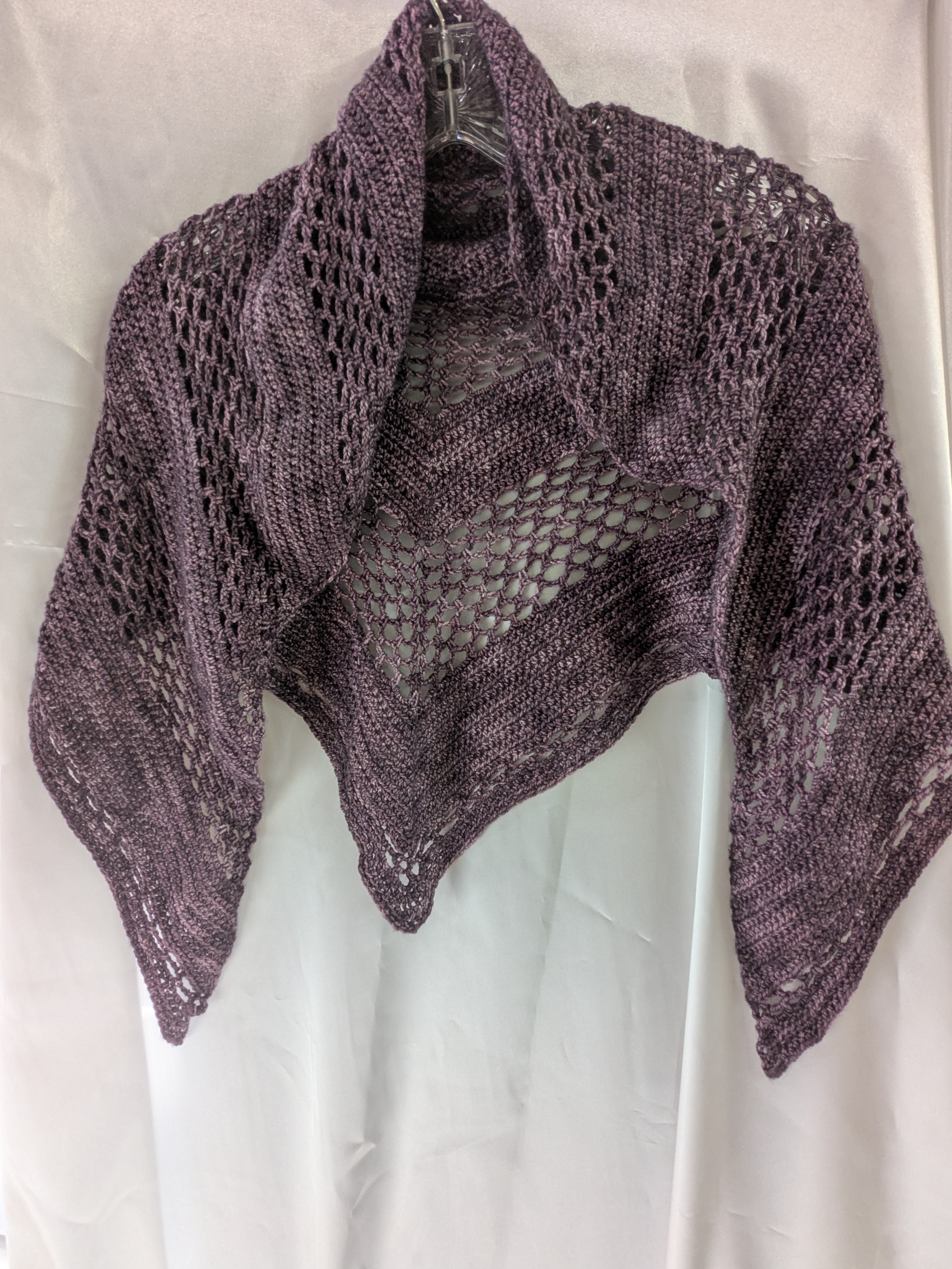 Purple Hand-Knitted Triangle Shawl