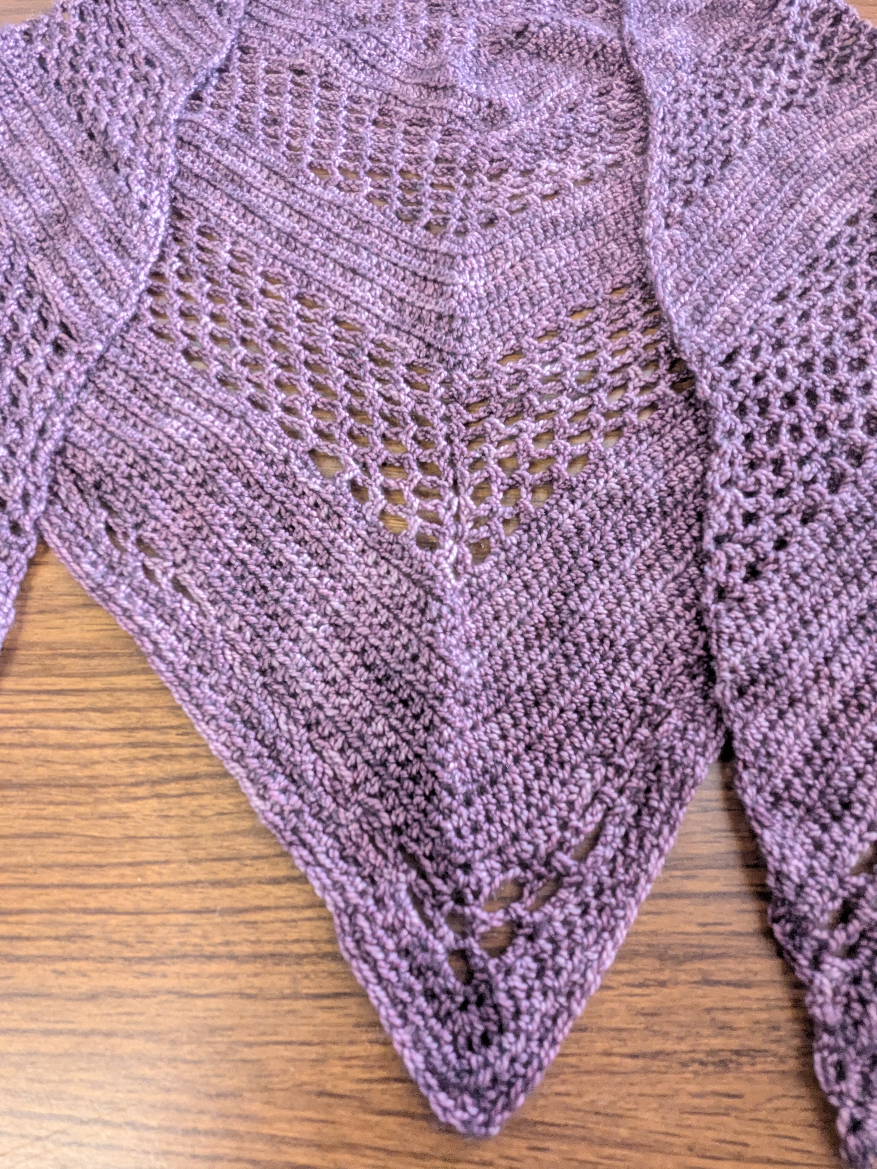 Purple Hand-Knitted Triangle Shawl