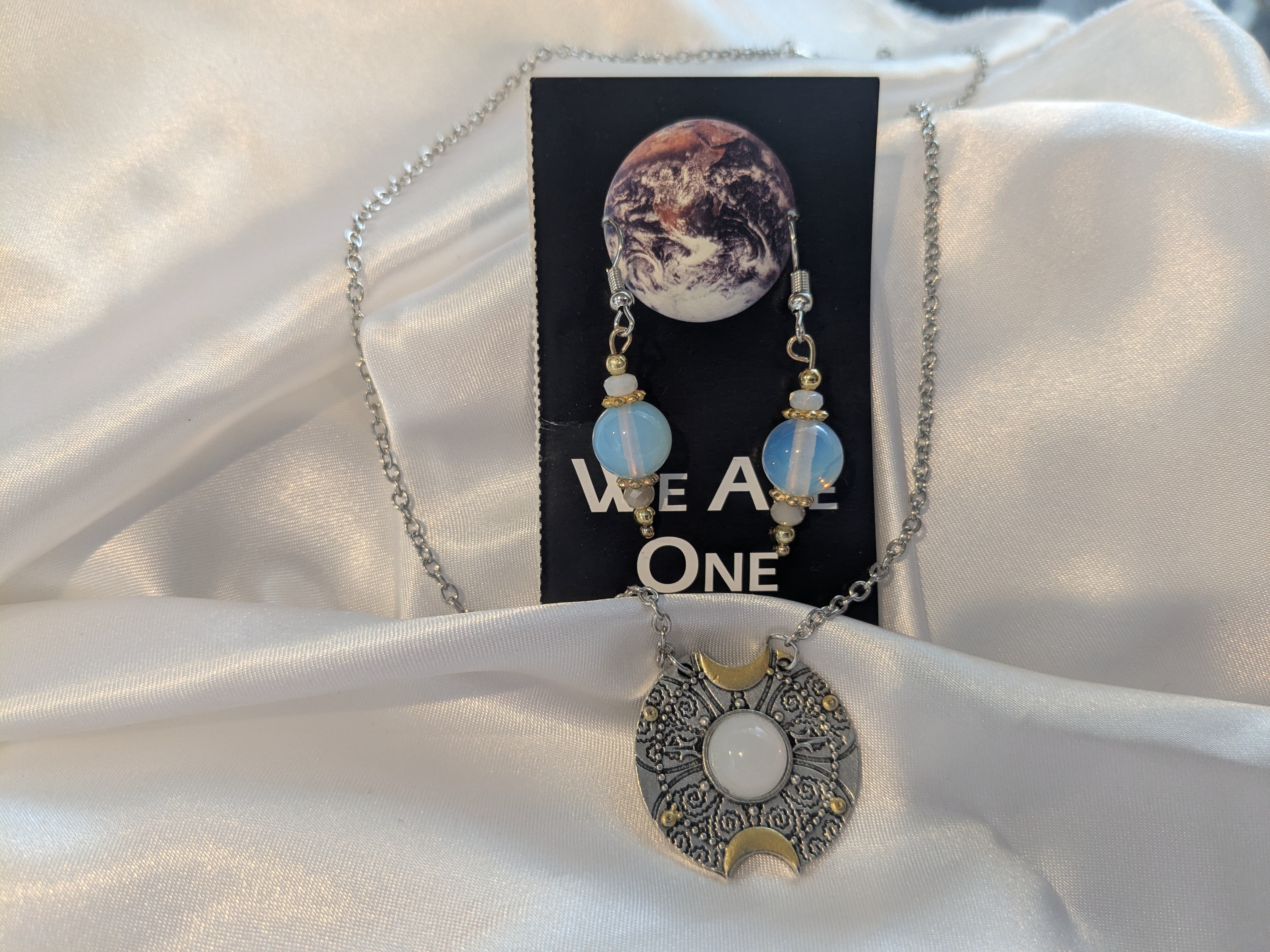 Moonstone Necklace & Earrings Set