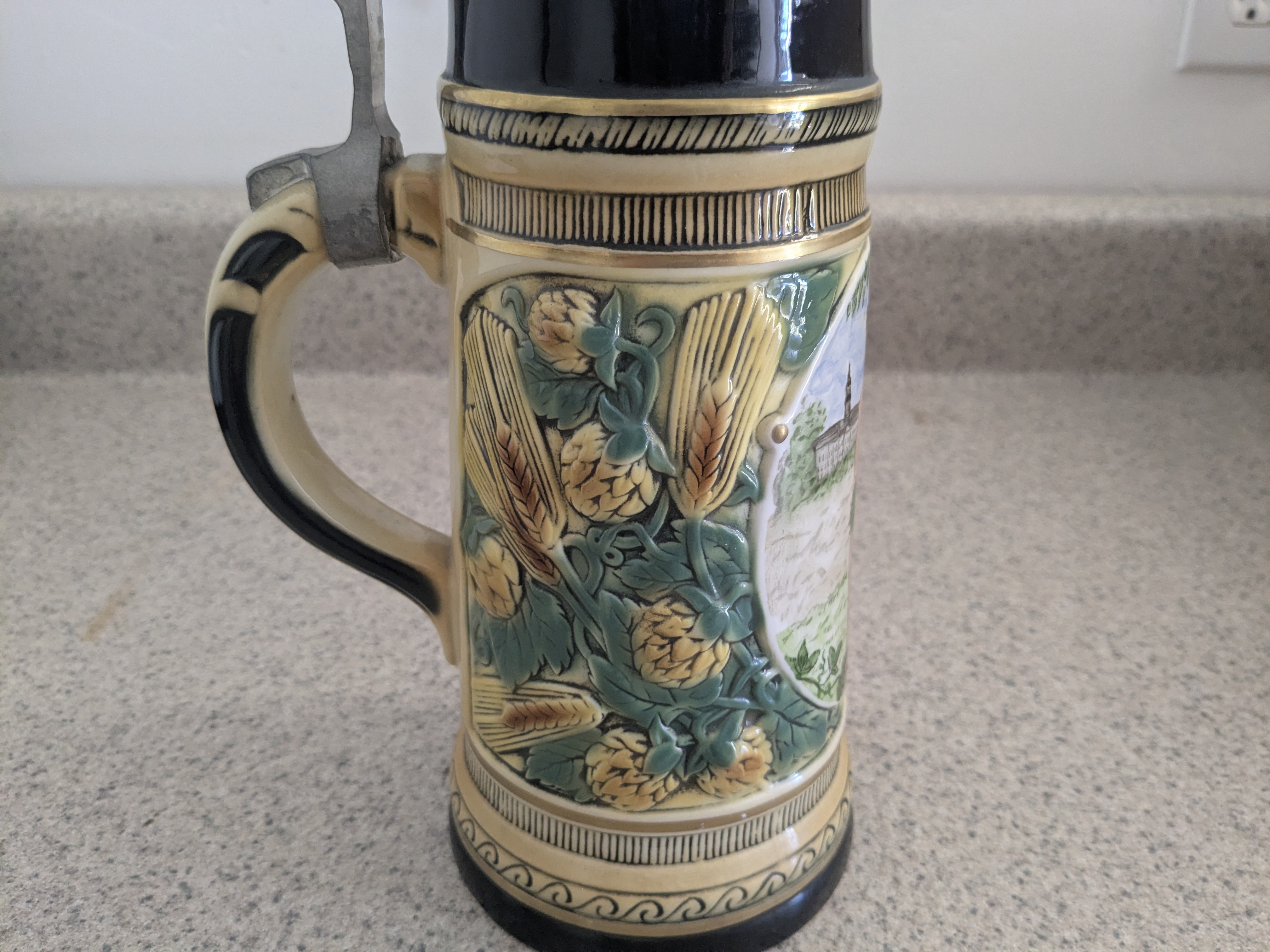 Wild Man Beer Stein, with Barley and Hops motifs, from Albert Stahl & Co.