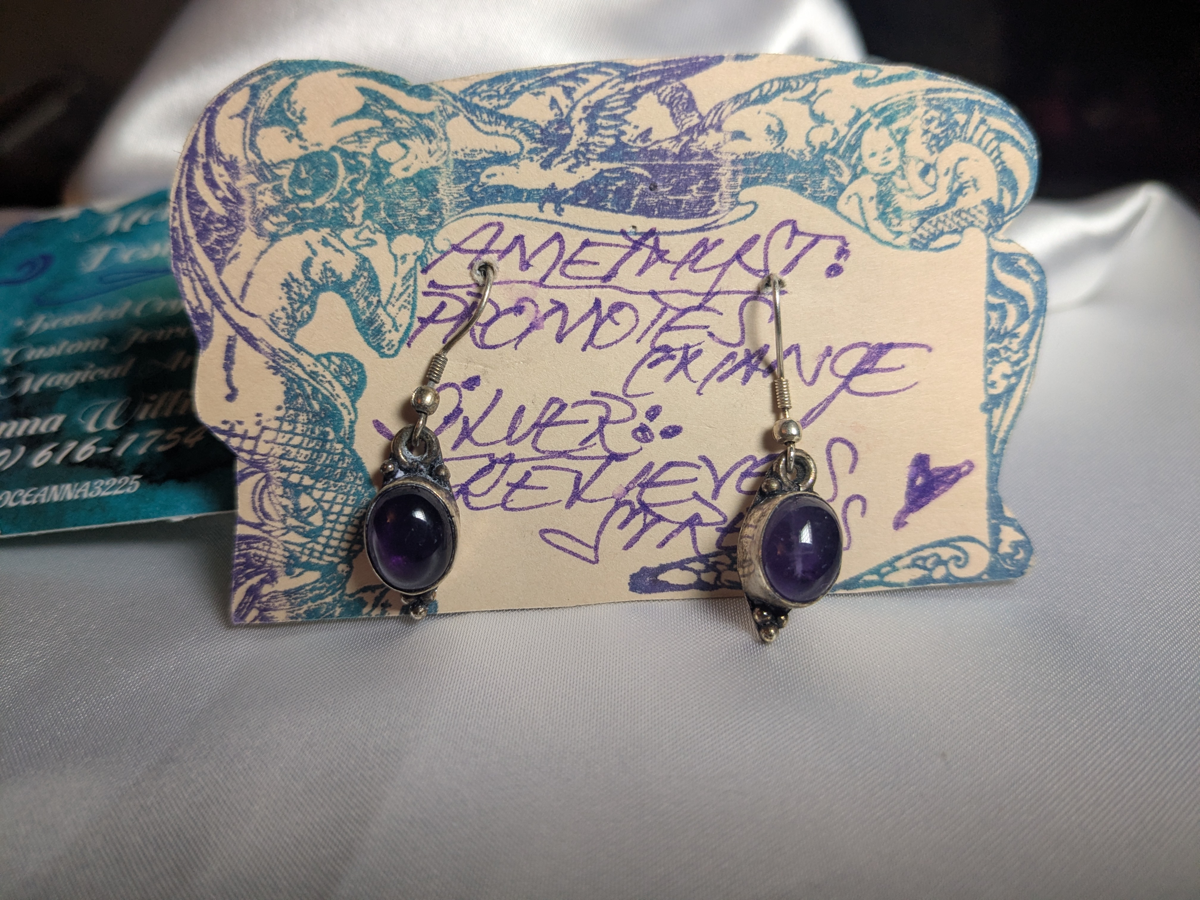 Amethyst & Sterling Silver Earrings, by Oceanna Williams of Mermaid Designs