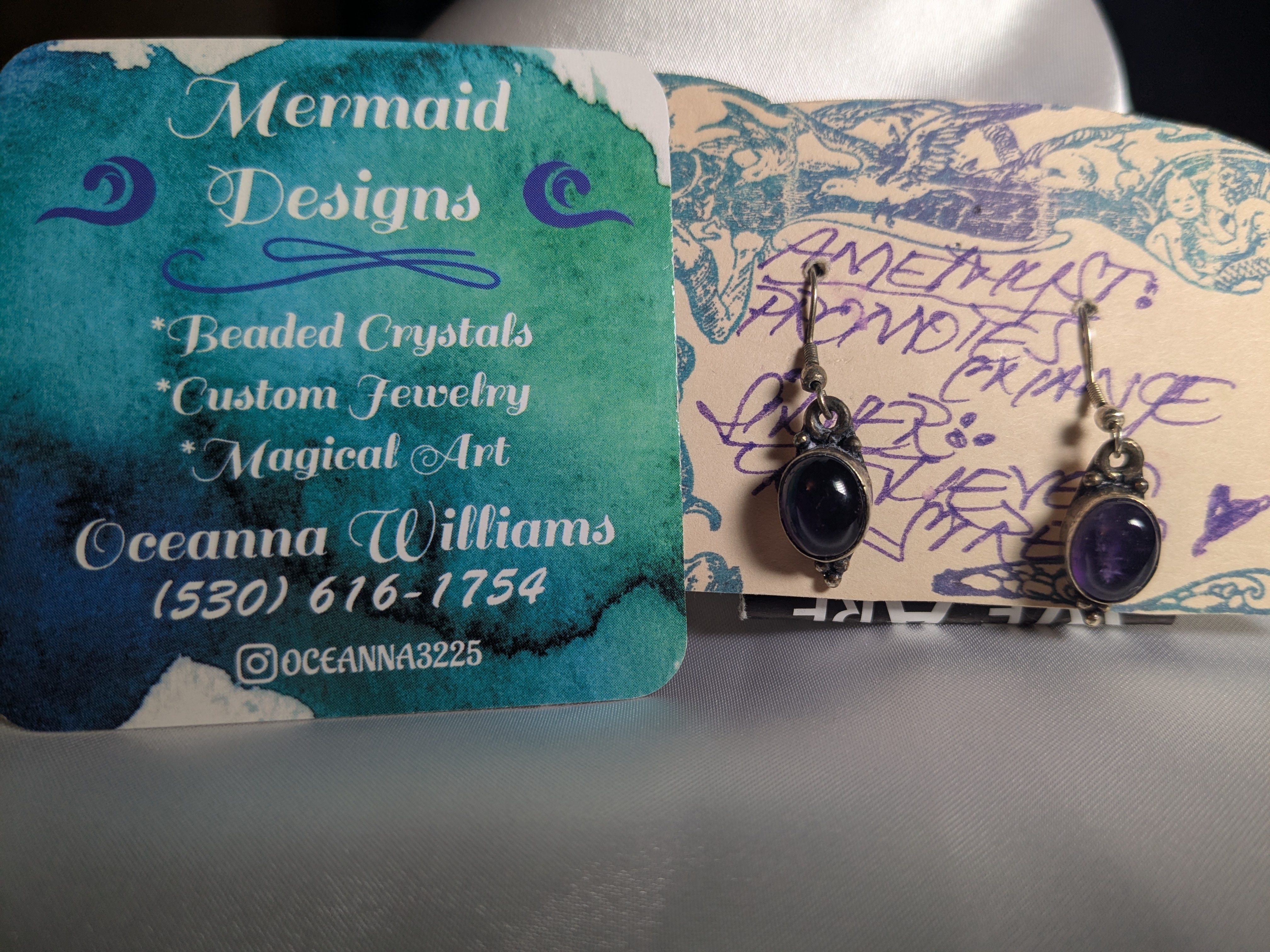 Amethyst & Sterling Silver Earrings, by Oceanna Williams of Mermaid Designs