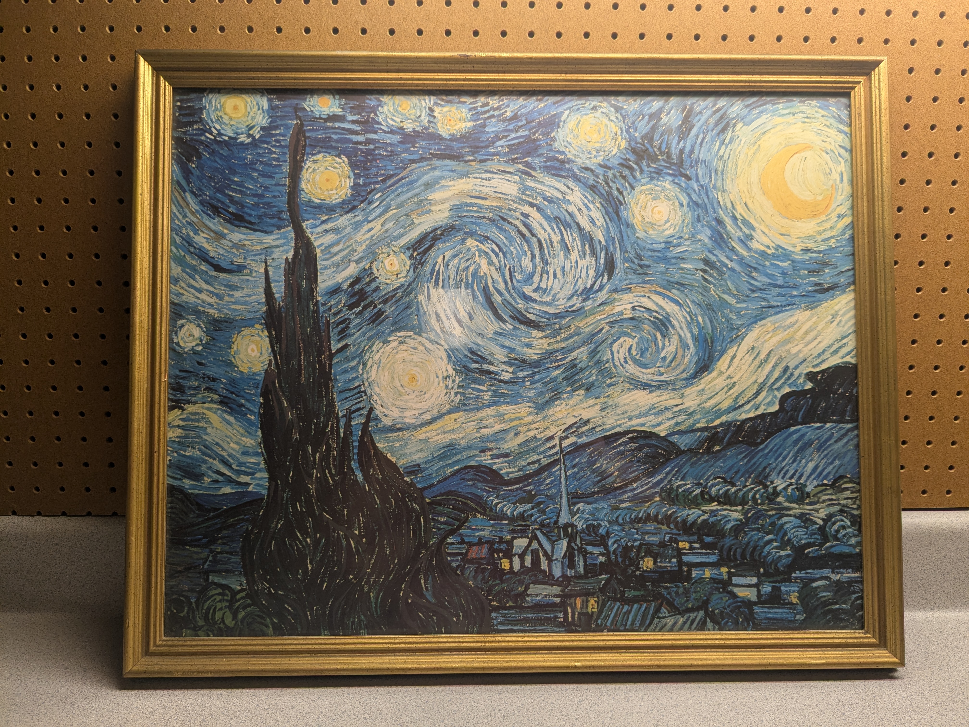 Starry Night, by Vincent Van Gogh - print in gold-painted wood frame
