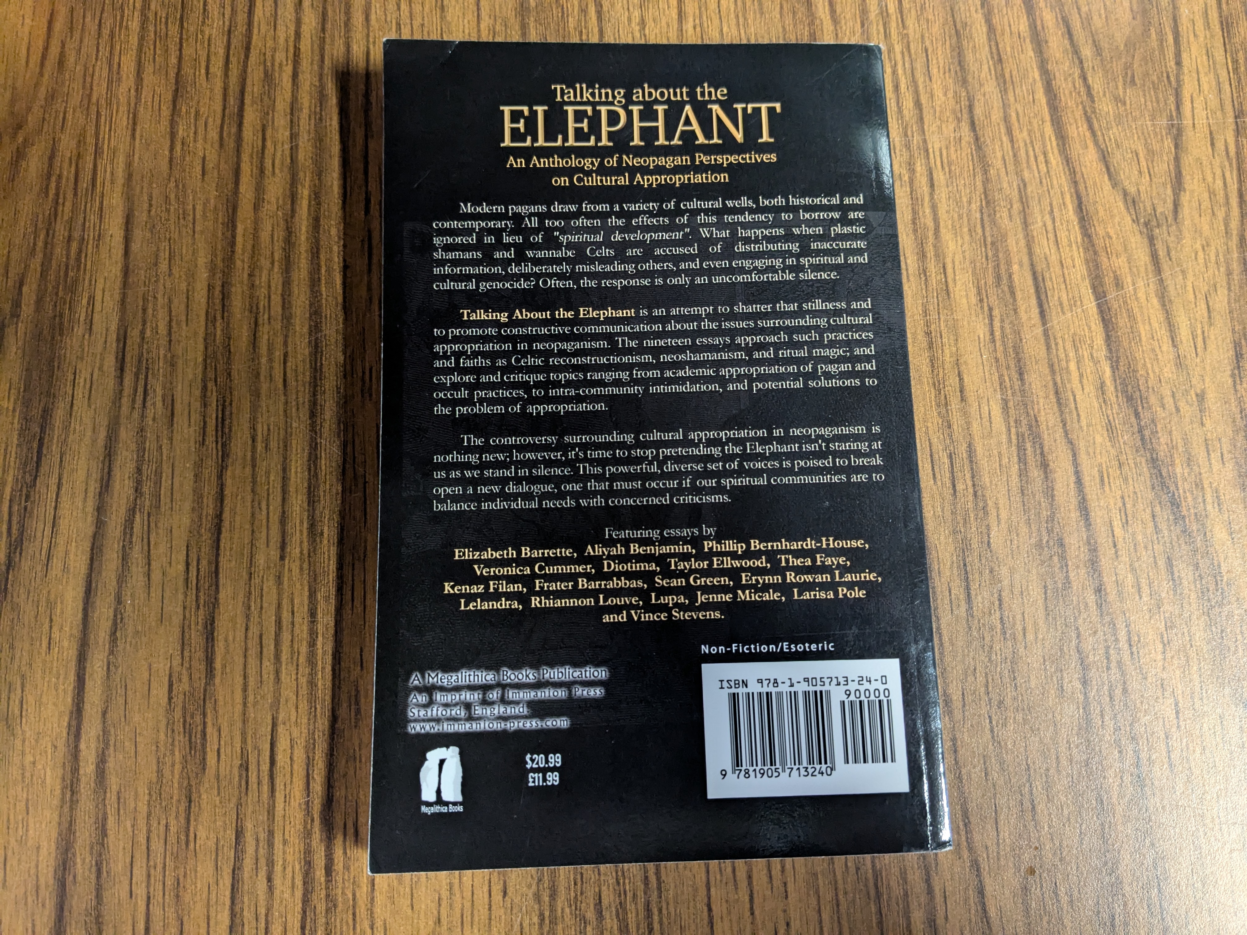 Talking About the Elephant: An Anthology of Neopagan Perspectives on Cultural Appropriation. RARE, SIGNED.