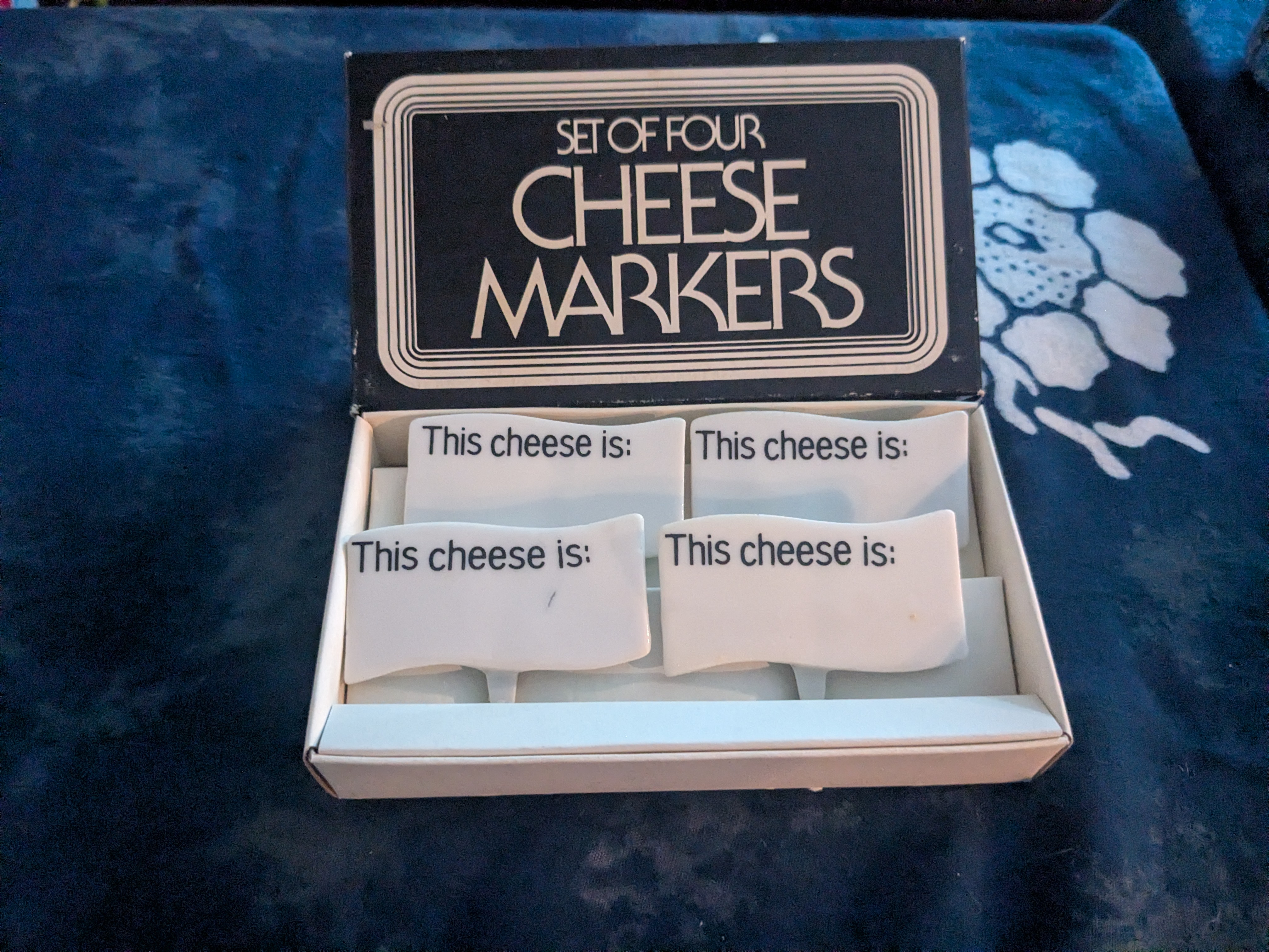 Vintage Ceramic Cheese Markers, set of 4