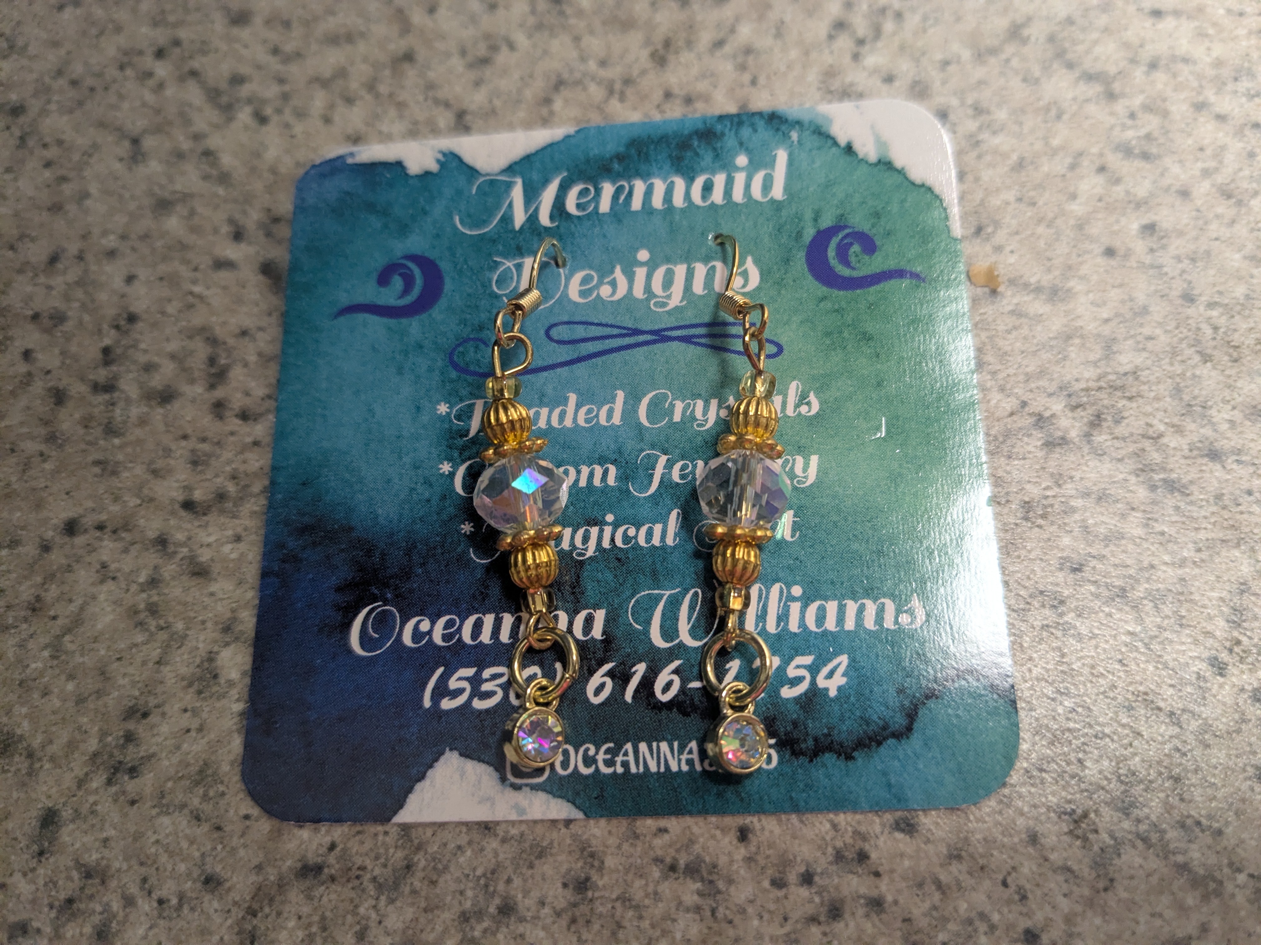 Mini Crystal Earrings, by Oceanna Williams of Mermaid Designs!
